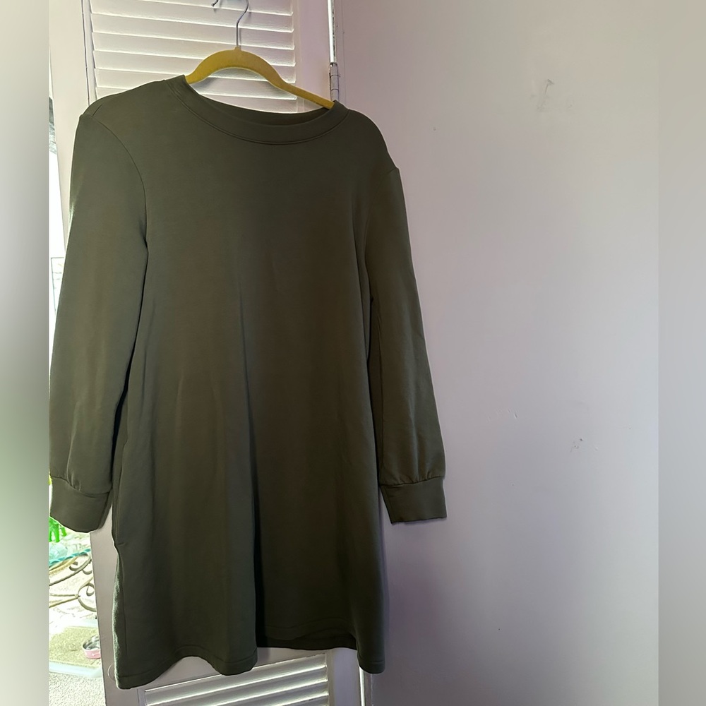 GAP Green Bishop Sleeve Crew Neck Sweater Dress